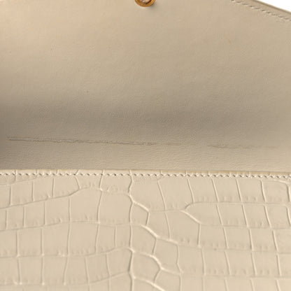 Saint Laurent Calfskin Crocodile Embossed Monogram Uptown Chain Wallet Crema Soft 10 of 11