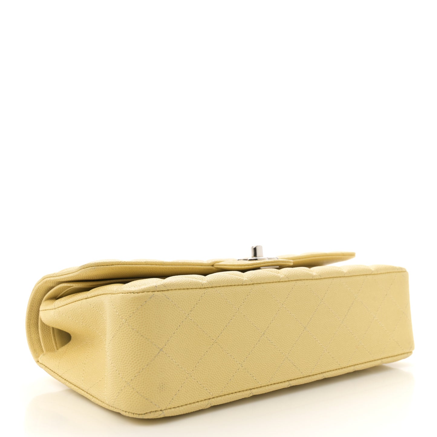 Caviar Quilted Medium Double Flap Light Yellow