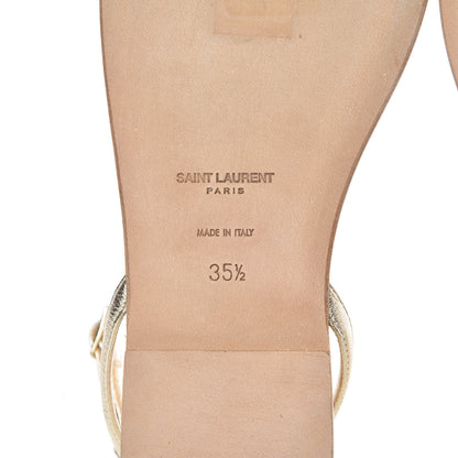 Saint Laurent Metallic Lambskin Nu Pieds 05 Thong Sandals 35.5 Platino 7 of 11