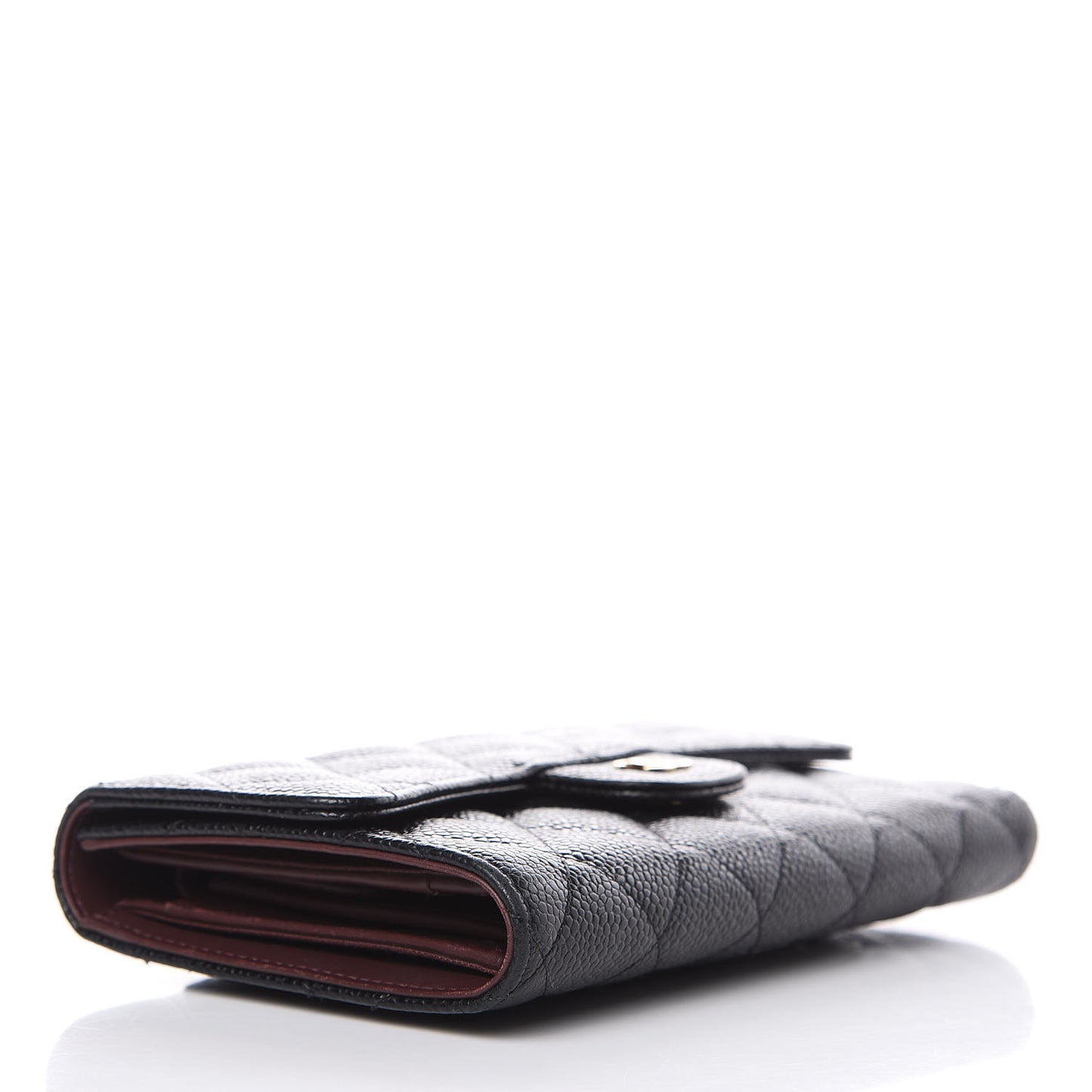 Caviar Quilted Long Flap Wallet Black