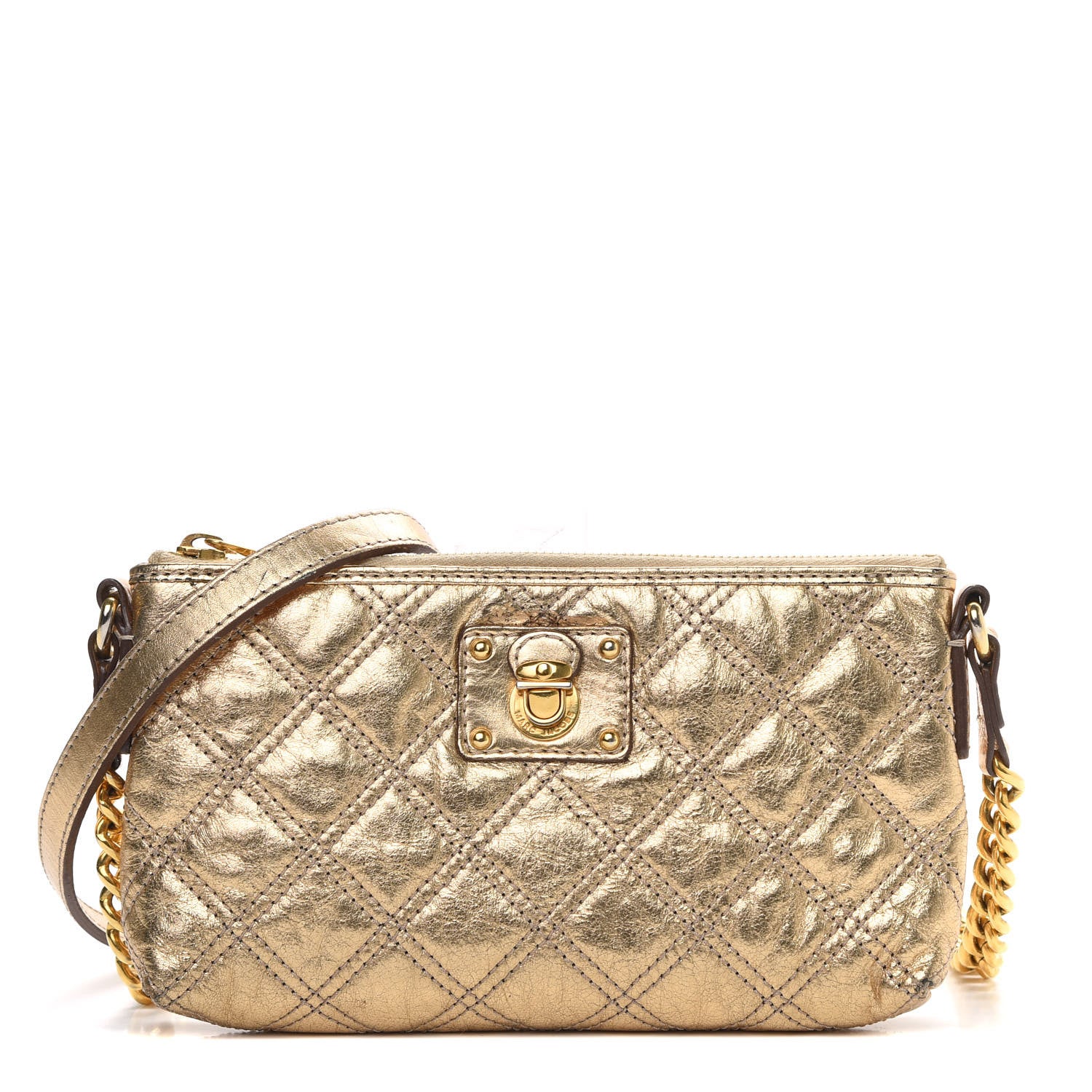 Marc Jacobs Metallic Lambskin Quilted Crossbody Gold 1 of 9