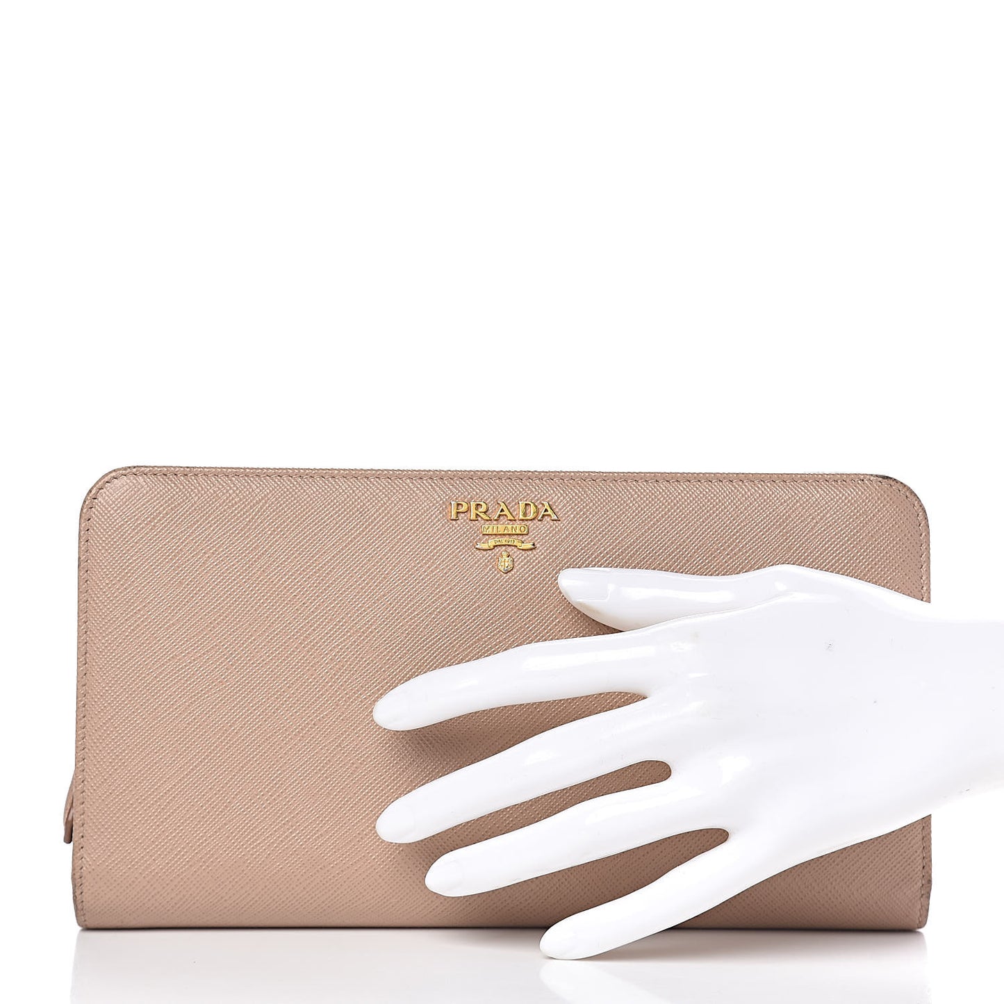 Saffiano Metal Double Snap Travel Wallet Cammeo