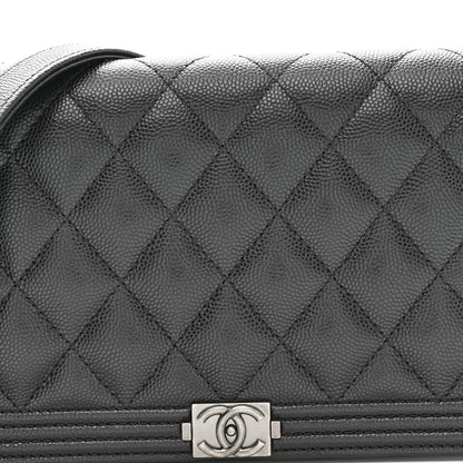 Chanel Caviar Quilted Boy Wallet On Chain WOC Black 9 of 12