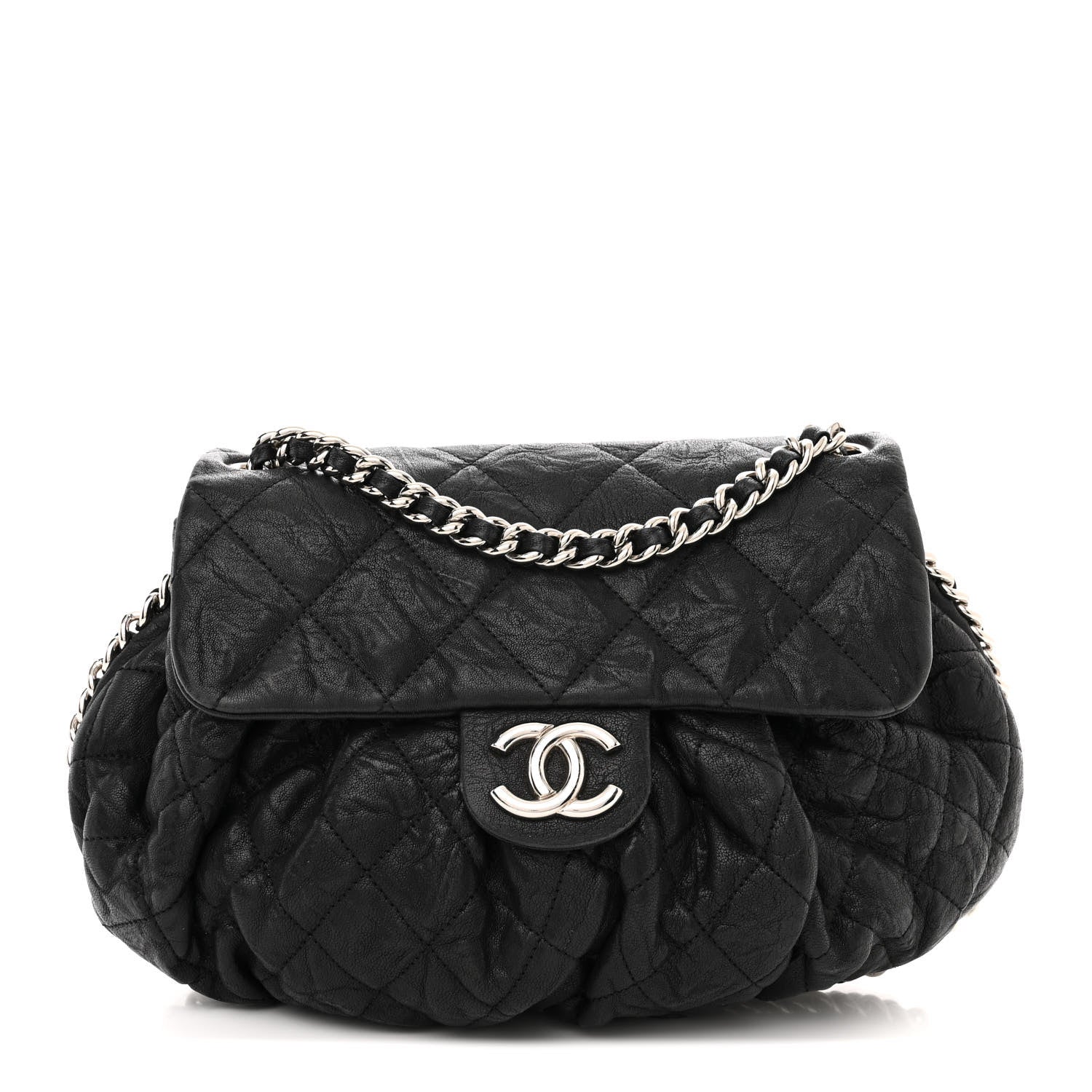 Chanel Washed Lambskin Quilted Medium Chain Around Messenger Black 1 of 13