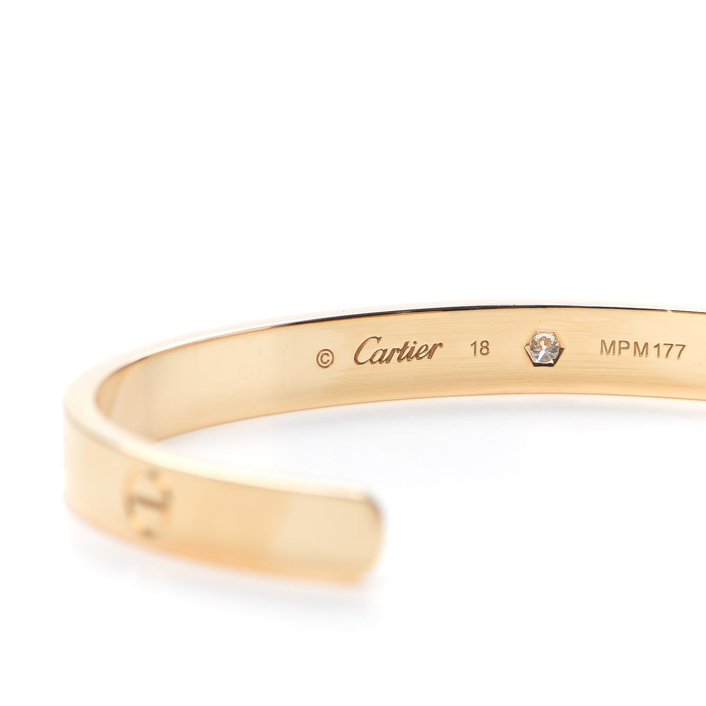 18K Yellow Gold 1 Diamond LOVE Cuff Bracelet 18