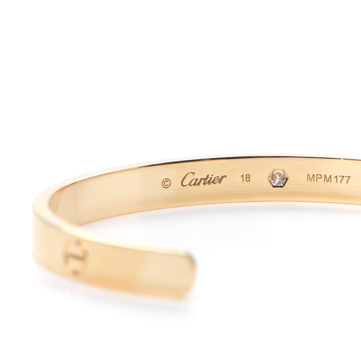 Cartier 18K Yellow Gold 1 Diamond LOVE Cuff Bracelet 18 5 of 6