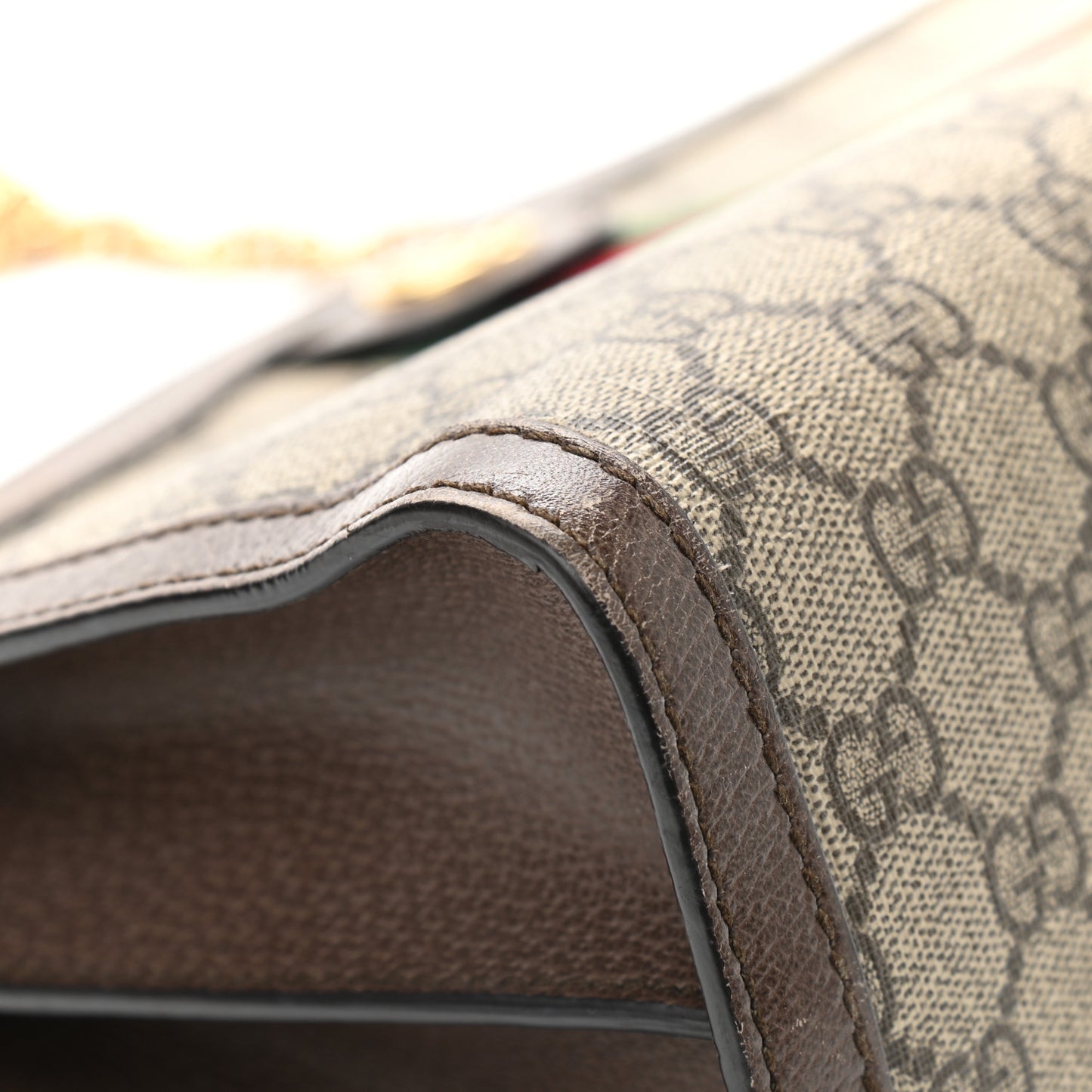 GG Supreme Monogram Web Medium Ophidia Chain Shoulder Bag Brown