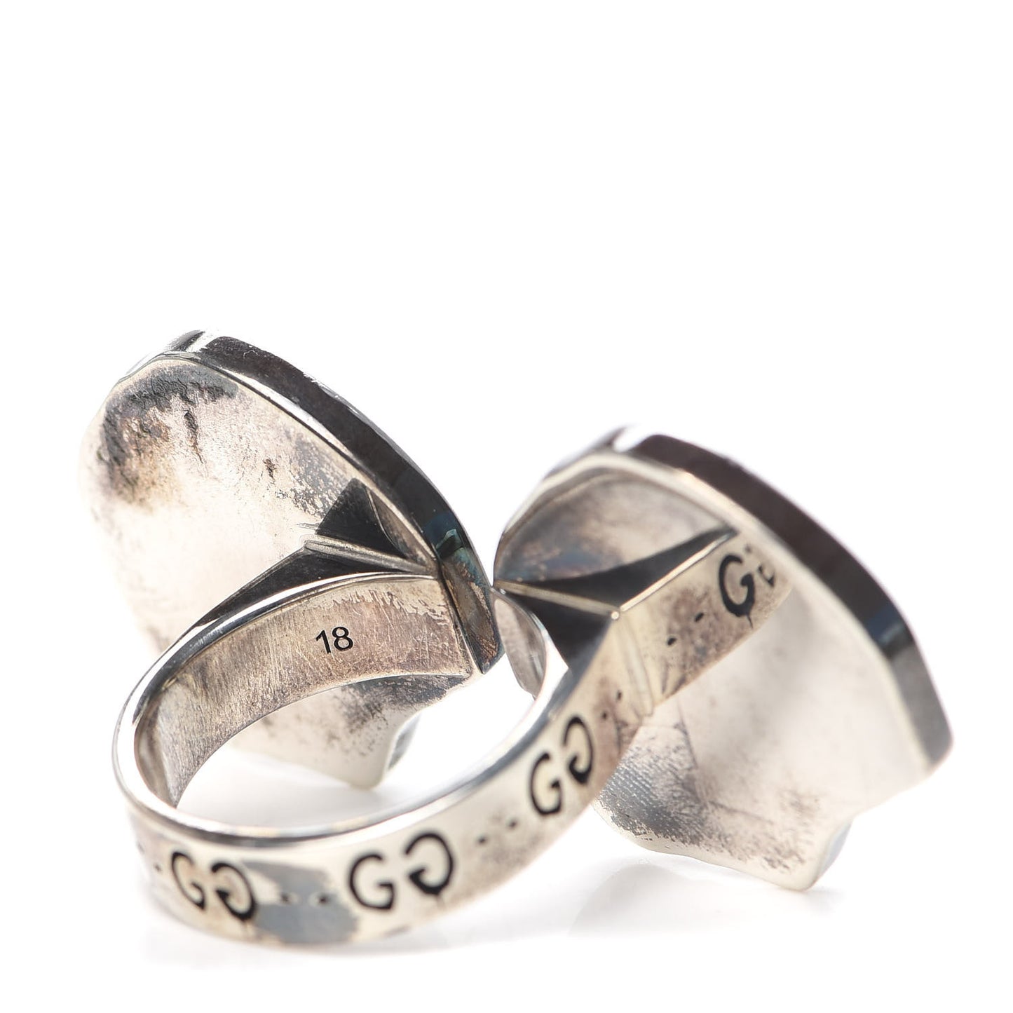Sterling Silver GucciGhost Hamlet Skull Double Ring 58 8.25