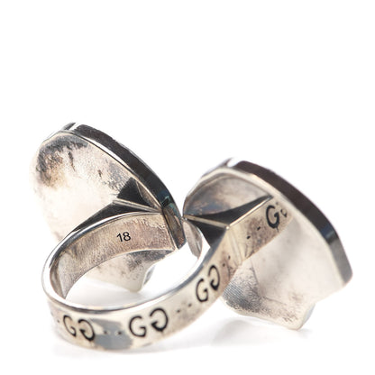 Gucci Sterling Silver GucciGhost Hamlet Skull Double Ring 58 8.25 4 of 6