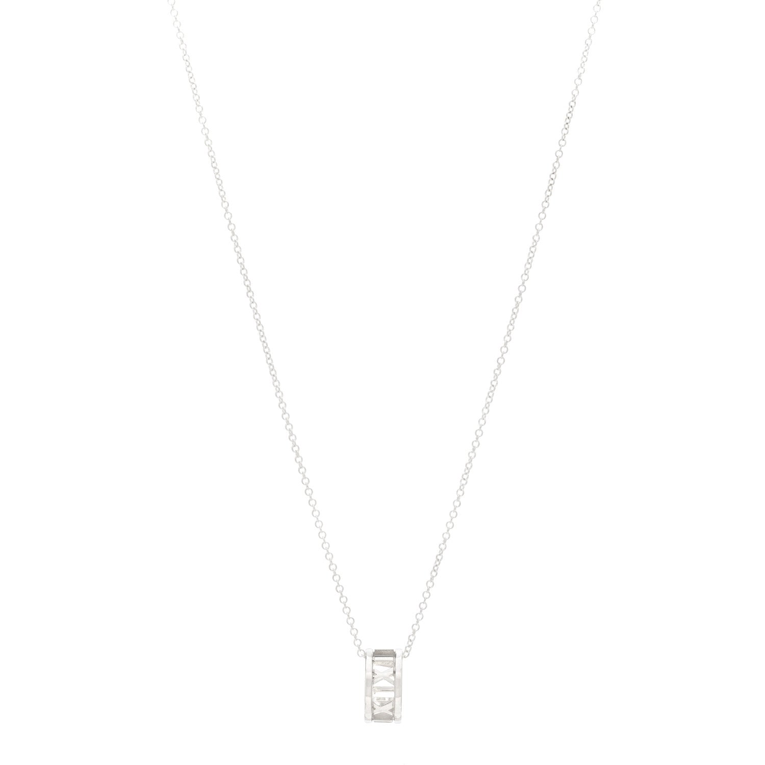 Tiffany Sterling Silver Atlas Open Pendant Necklace 1 of 4