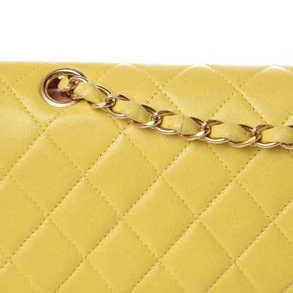 Chanel Lambskin Quilted Medium Double Flap Yellow 13 of 20