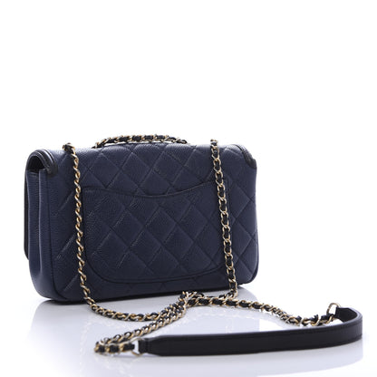 Chanel Caviar Quilted Small CC Filigree Flap Navy Black 3 of 11