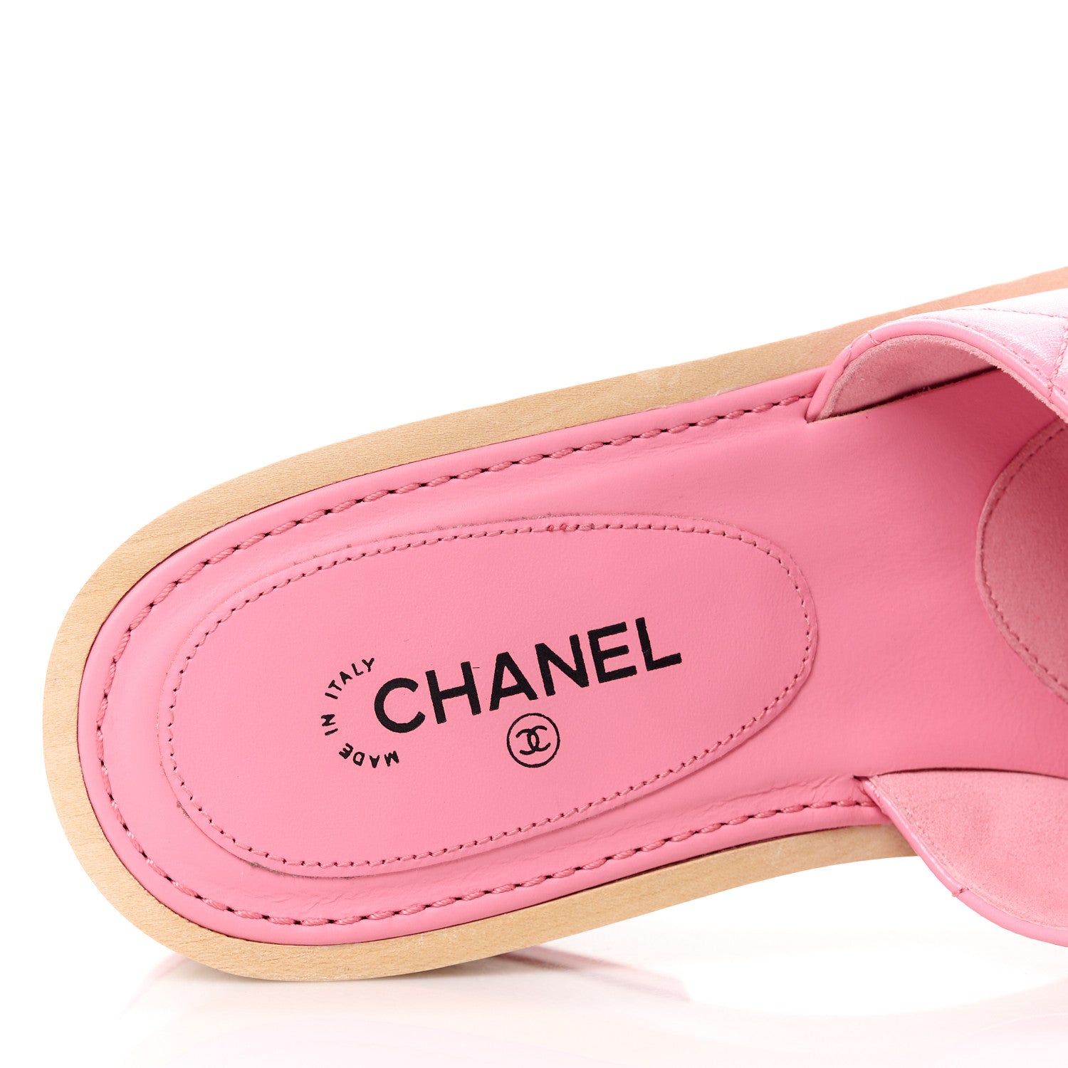 Chanel Lambskin CC Flat Slide Sandals 37 Pink 7 of 10