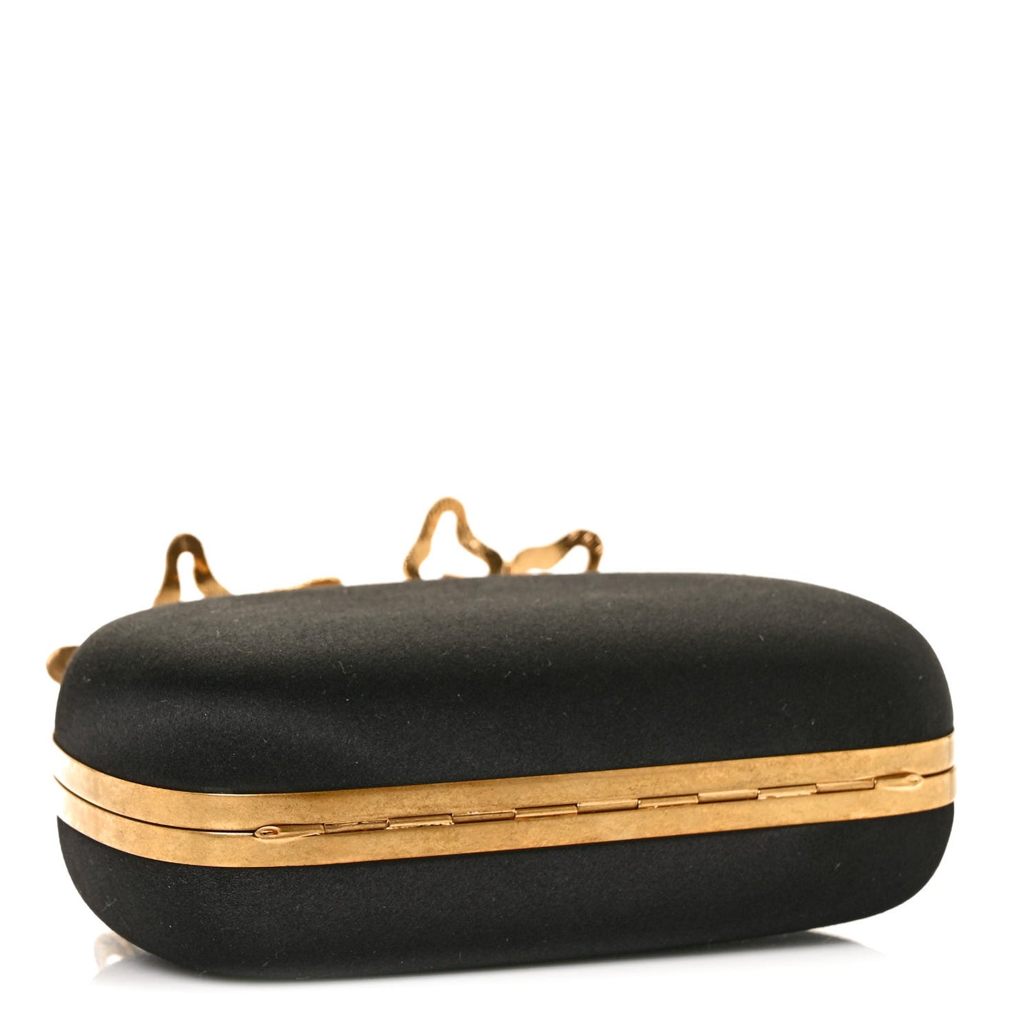 Satin Salamander Knuckle Box Clutch Black