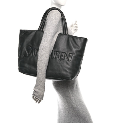Saint Laurent Lambskin Wide Puffer Tote Black 2 of 10