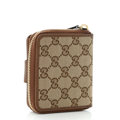 Gucci Monogram Dollar Calfskin Zip Around French Wallet Beige Ebony Tabacco 3 of 8