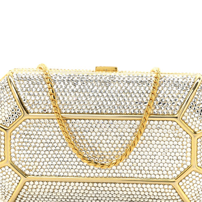 Judith Leiber Swarovski Crystal Minaudiere Clutch Gold Silver 8 of 11