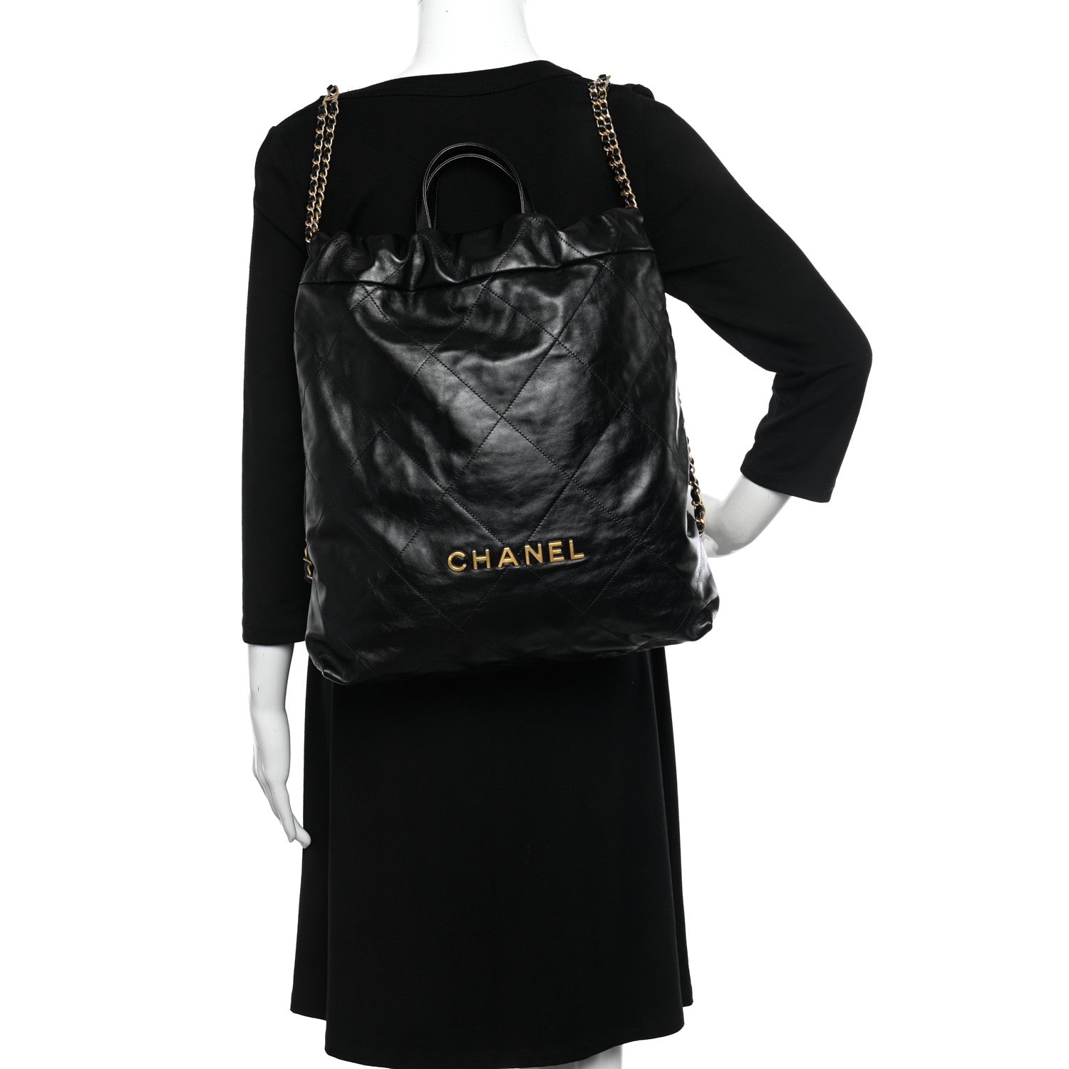 Chanel Shiny Calfskin Quilted Chanel 22 Backpack Black 2 of 10