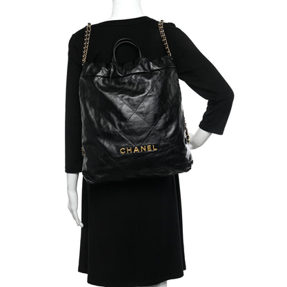 Chanel Shiny Calfskin Quilted Chanel 22 Backpack Black 2 of 10