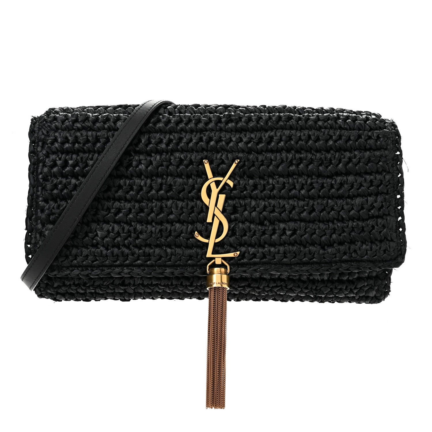 Saint Laurent Raffia Monogram Tassel Kate 99 Black 1 of 15