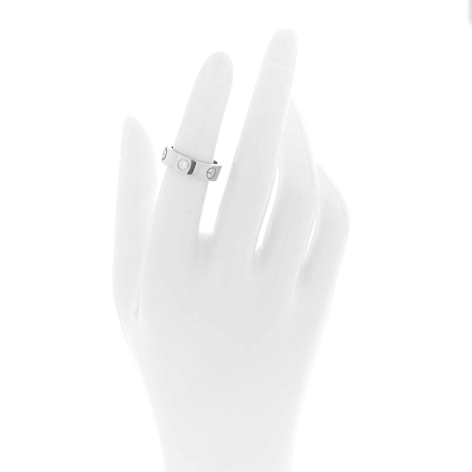 Cartier 18K White Gold 3 Diamond 5.5mm LOVE Ring 49 5 2 of 4