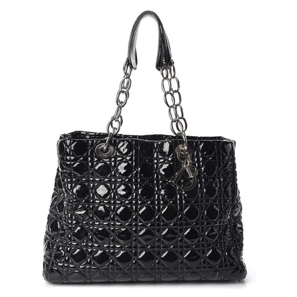 Christian Dior Patent Cannage Large Dior Soft Shopping Tote Black 1 of 13