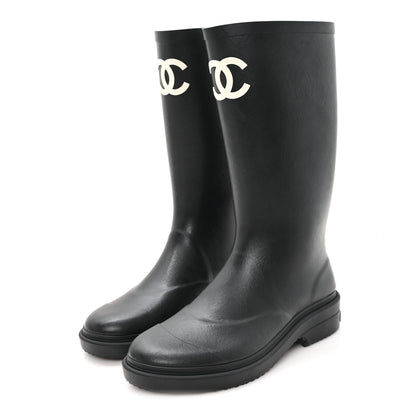 Chanel Caoutchouk CC High Boots 37 Black 4 of 9