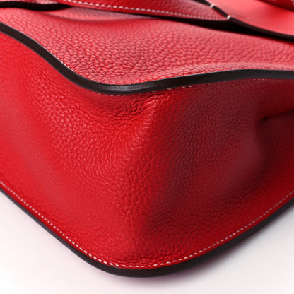 Hermes Taurillon Clemence Verso Halzan 31 GM Rouge Casaque Vermillion 9 of 10