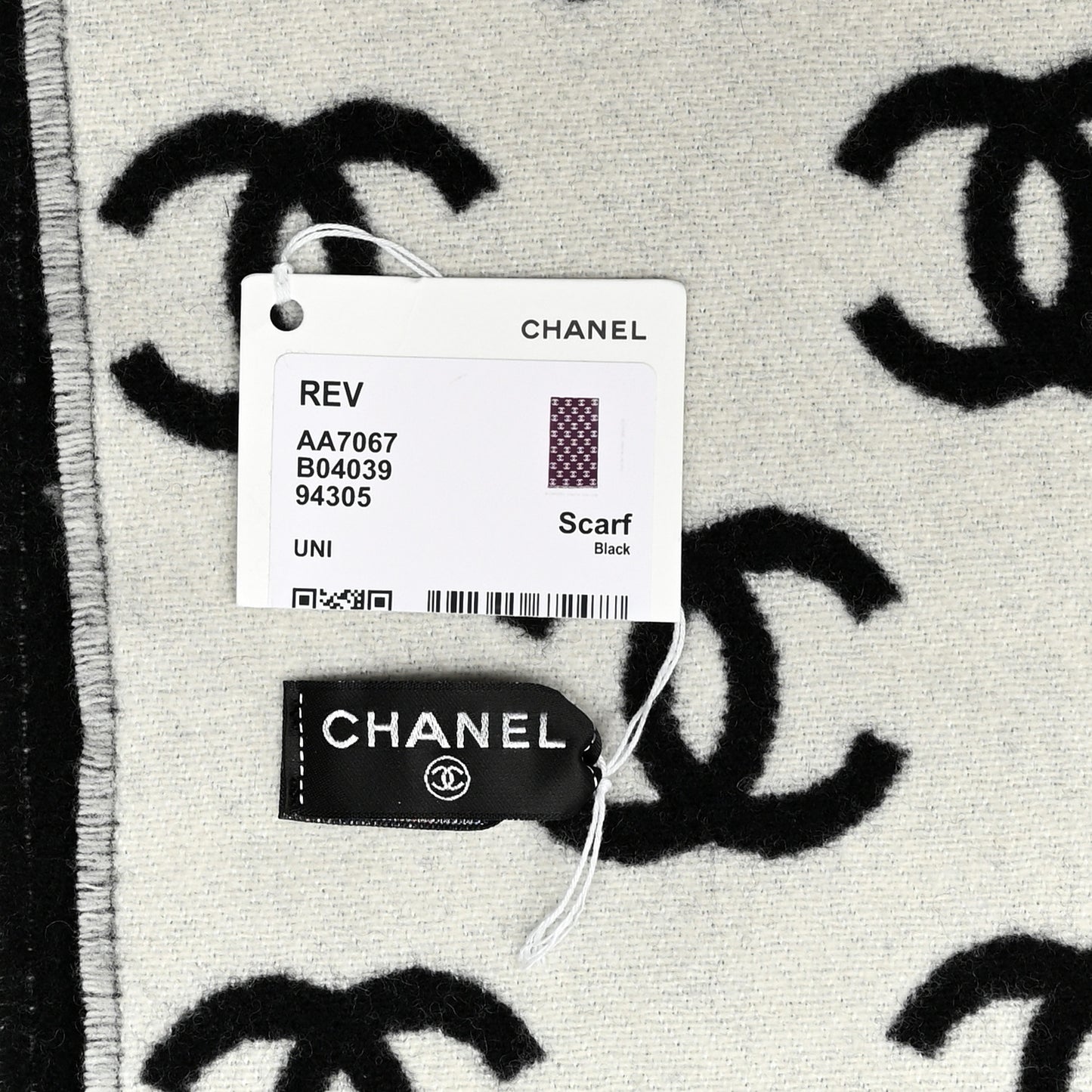 Wool Cashmere CC Scarf Black White