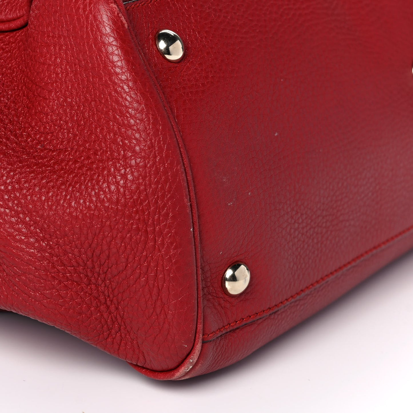 Pebbled Calfskin Medium Bamboo Shopper Tote Red