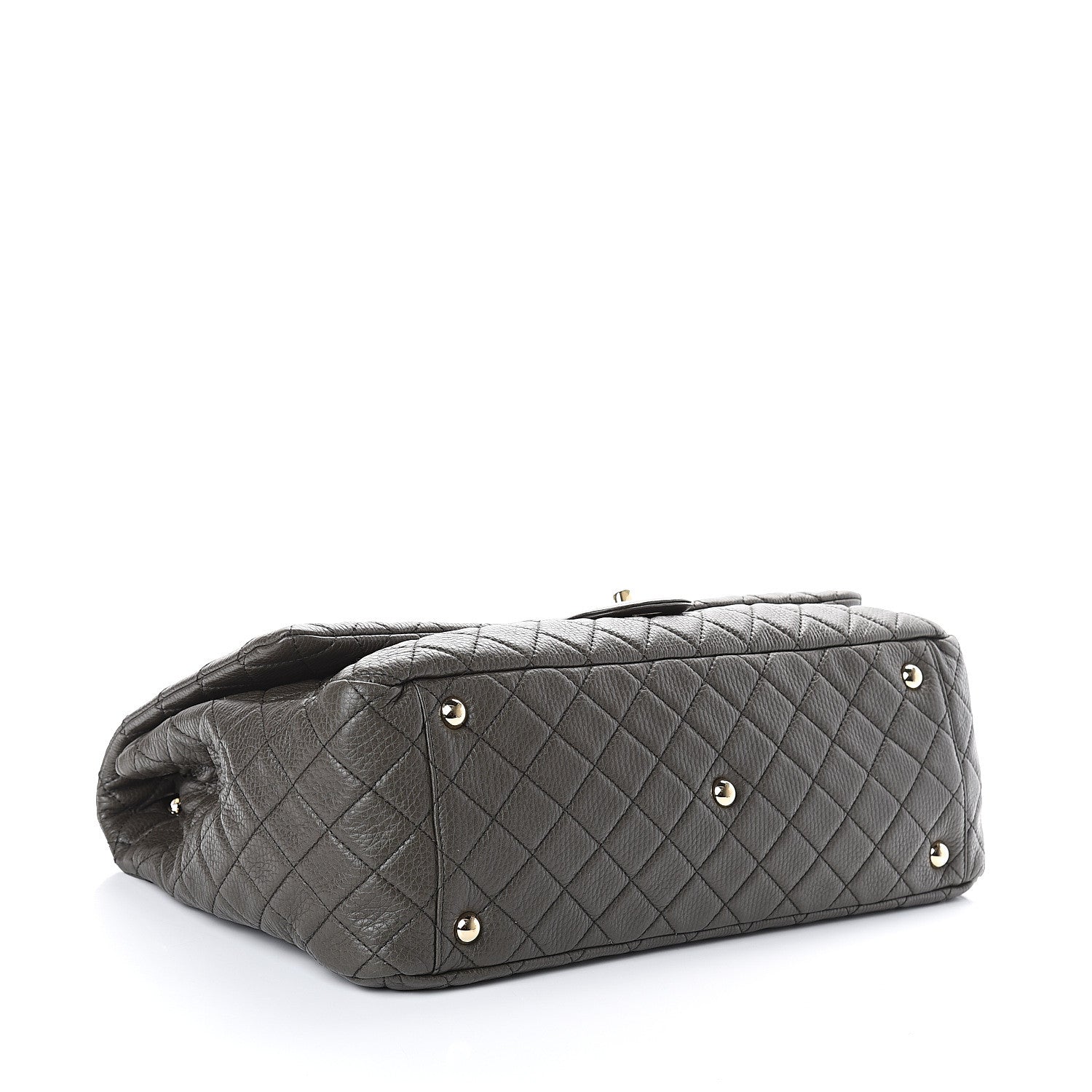 Chanel Metallized Calfskin Quilted XXL Travel Flap Bag Khaki 3 of 9