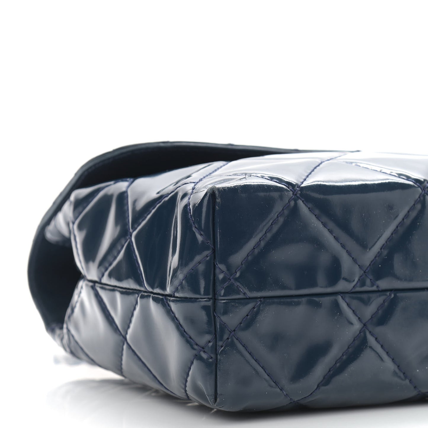 Vinyl Quilted In the Business Flap Bag Navy Blue