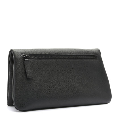 Saint Laurent Grain De Poudre West Hollywood Monogram Fold Over Clutch Black 3 of 8