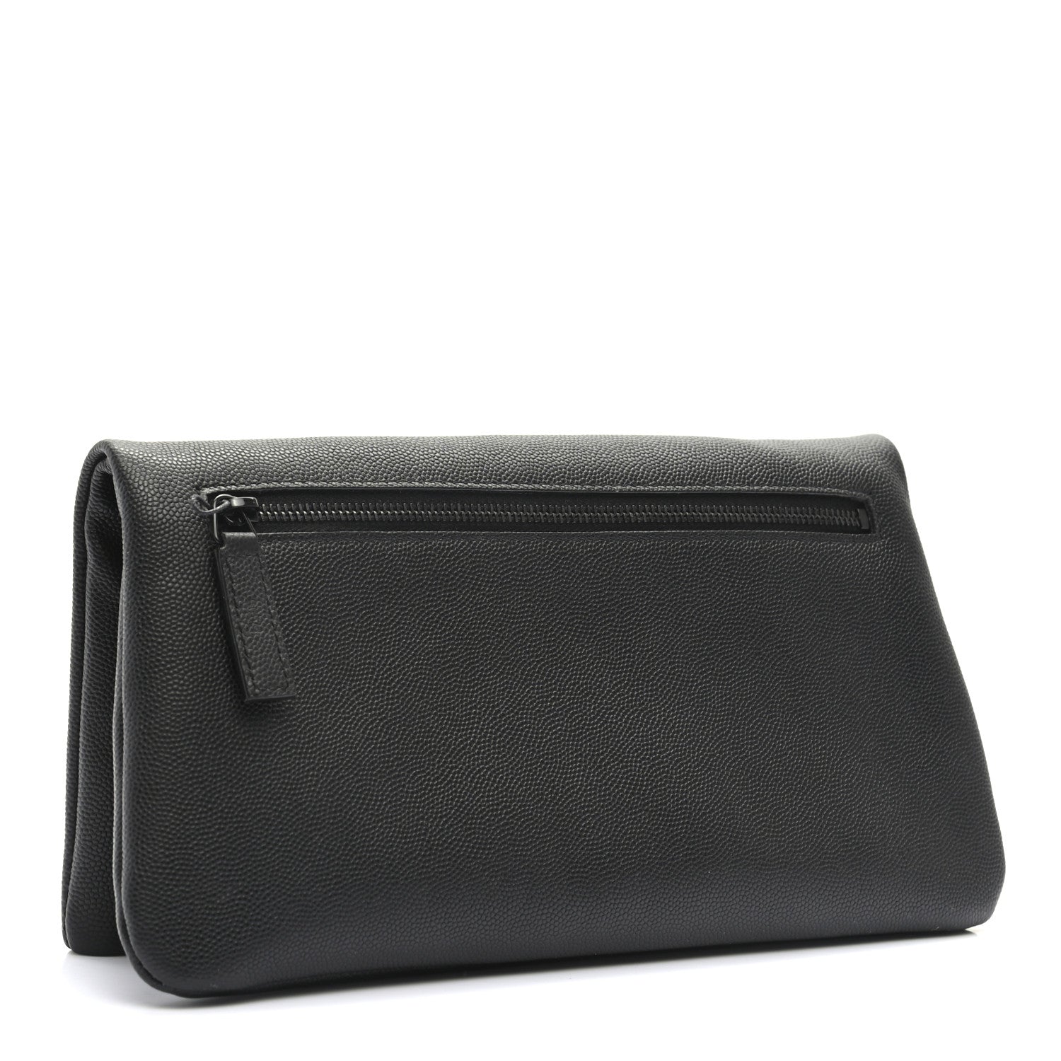 Saint Laurent Grain De Poudre West Hollywood Monogram Fold Over Clutch Black 3 of 8