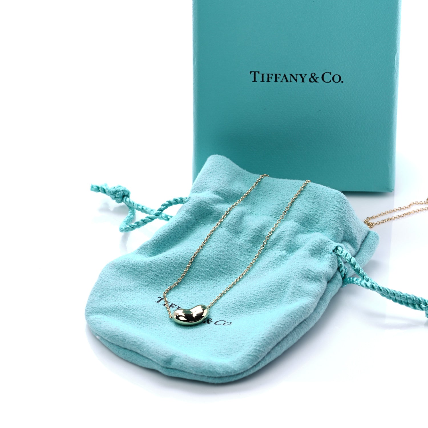 Tiffany 18K Yellow Gold 12mm Elsa Peretti Bean Pendant Necklace 6 of 6
