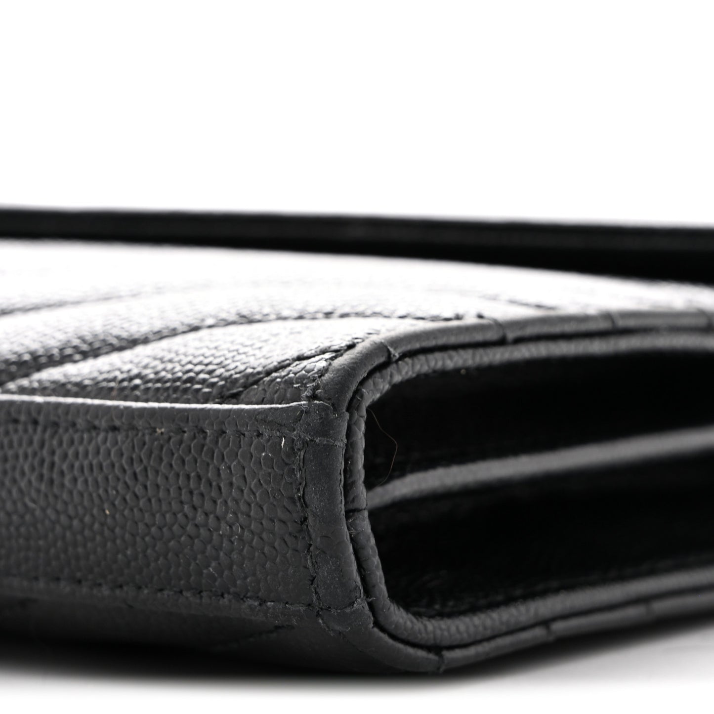 Grain De Poudre Matelasse Chevron Monogram Chain Wallet Black