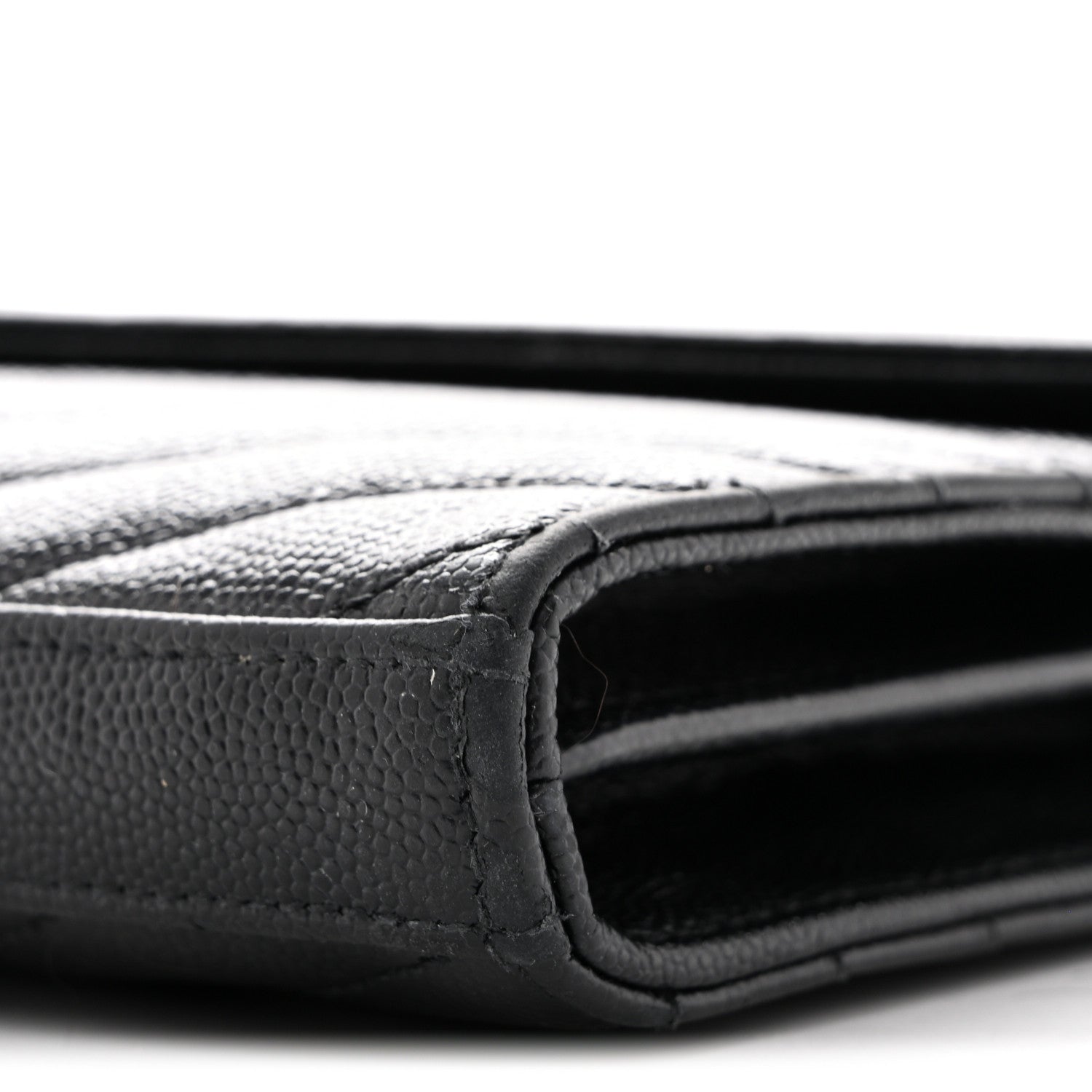 Saint Laurent Grain De Poudre Matelasse Chevron Monogram Chain Wallet Black 9 of 14