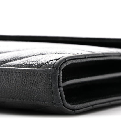 Saint Laurent Grain De Poudre Matelasse Chevron Monogram Chain Wallet Black 9 of 14