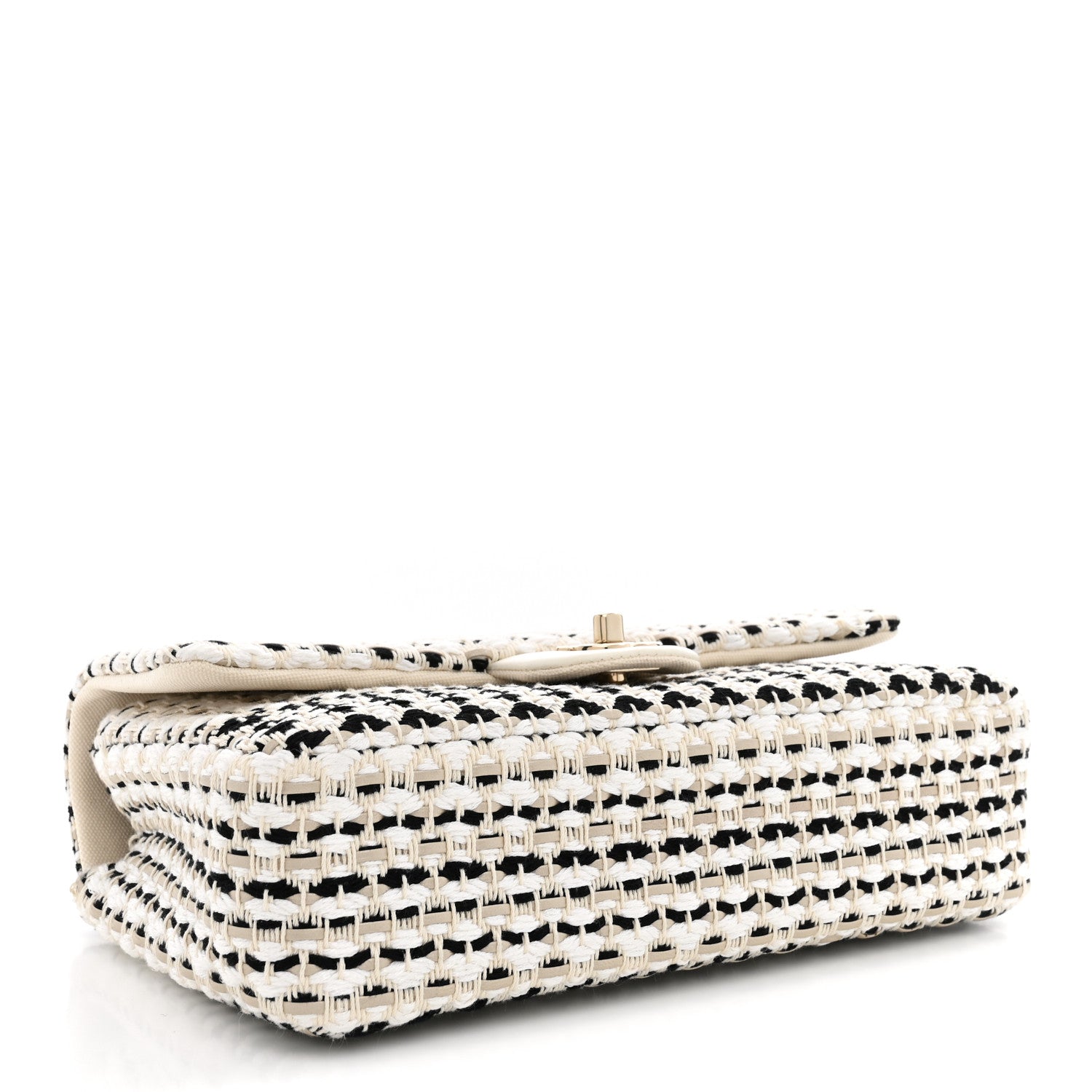 Chanel Cotton Raffia Lambskin Woven Medium Single Flap Beige Beige Black 3 of 10