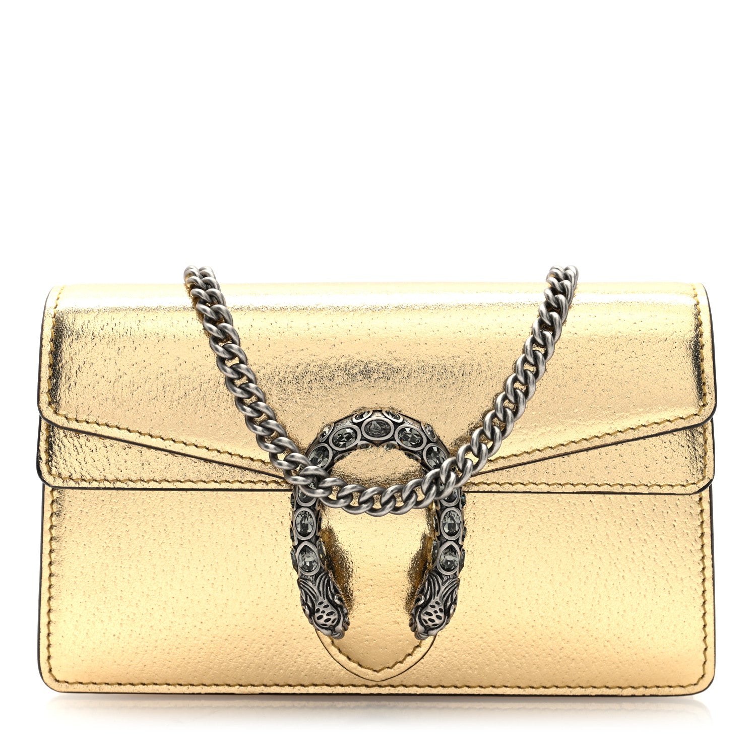 Gucci Metallic Calfskin Super Mini Dionysus Shoulder Bag Gold 1 of 9