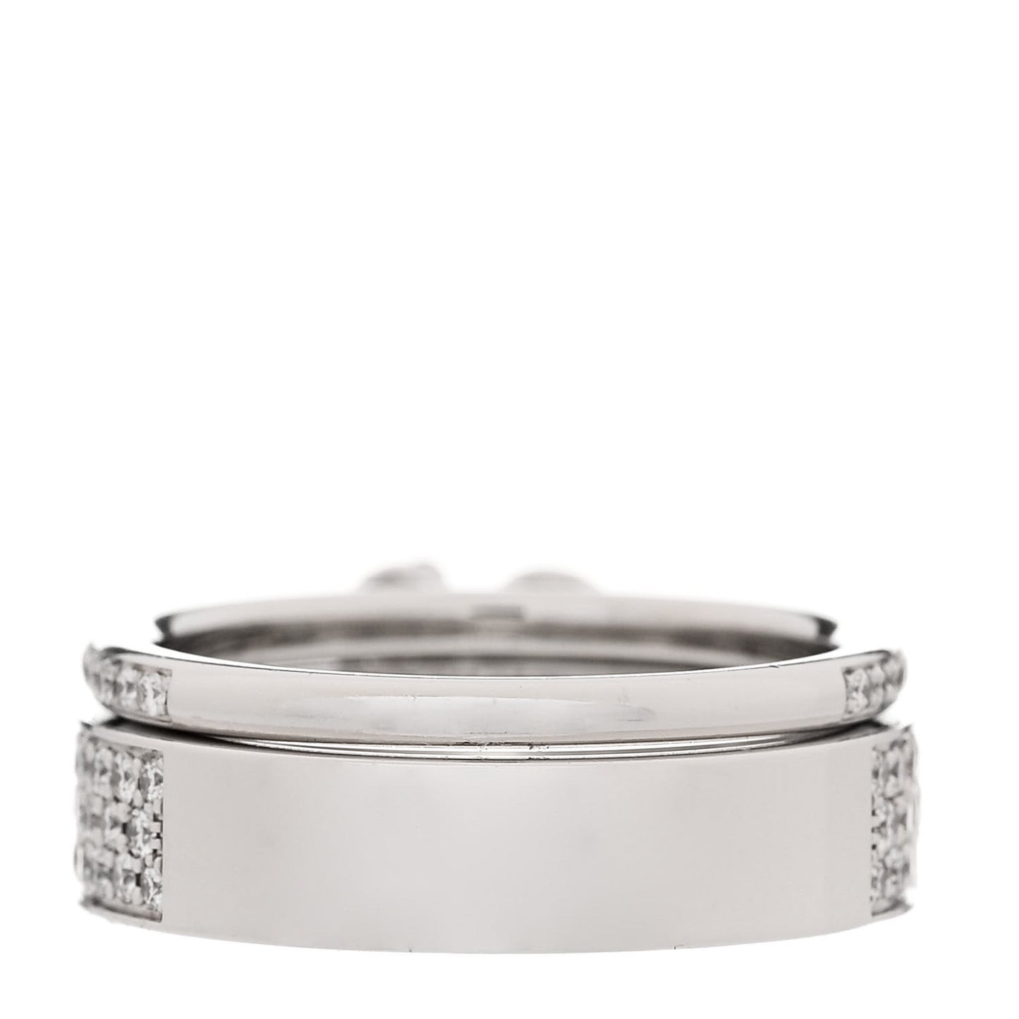 18K White Gold Diamond Kelly Clochette Double Ring 50 5.25