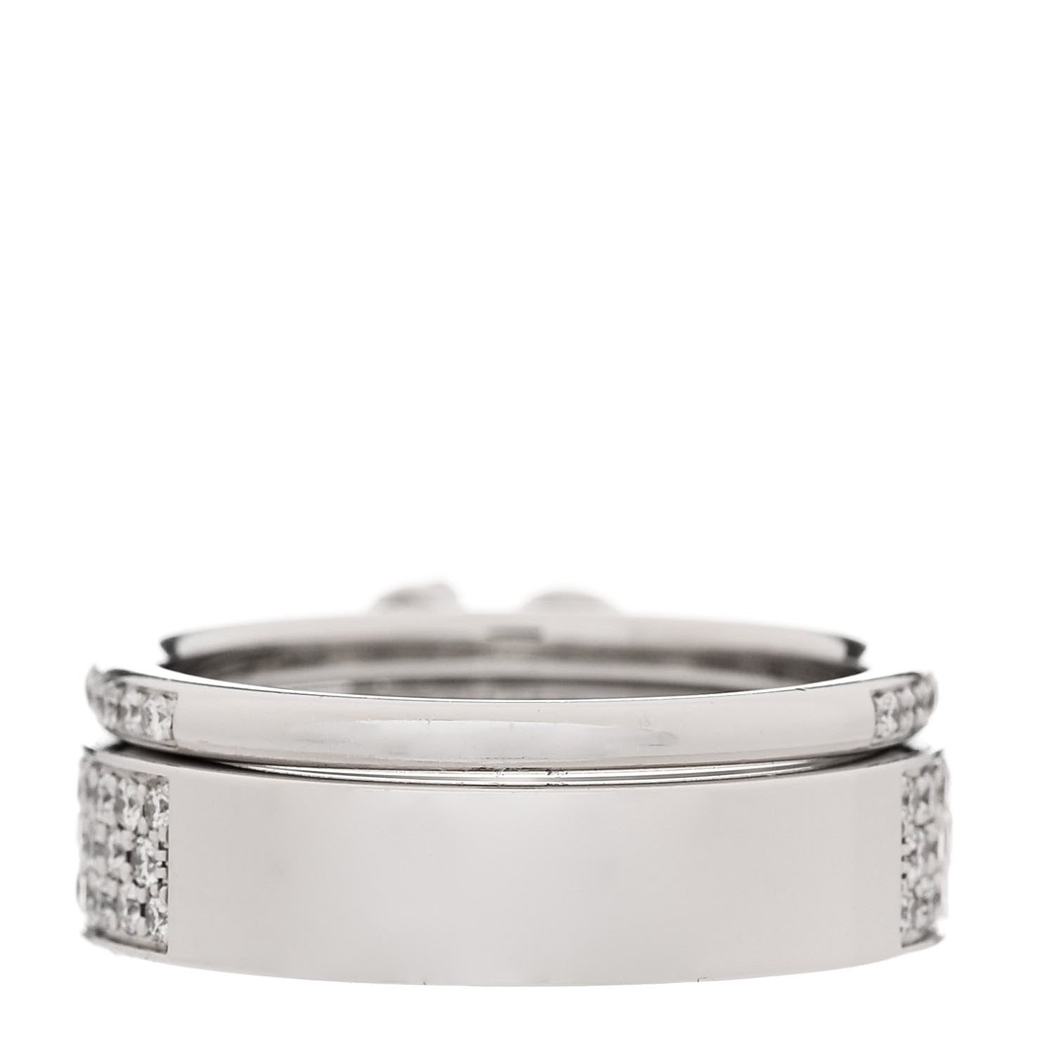 Hermes 18K White Gold Diamond Kelly Clochette Double Ring 50 5.25 4 of 8