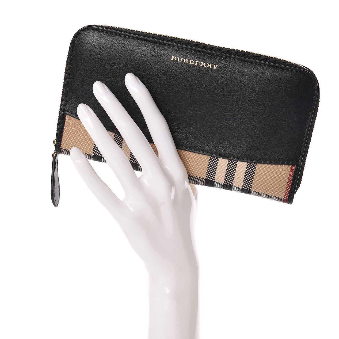 Calfskin Haymarket Check Elmore Zip Around Wallet Black
