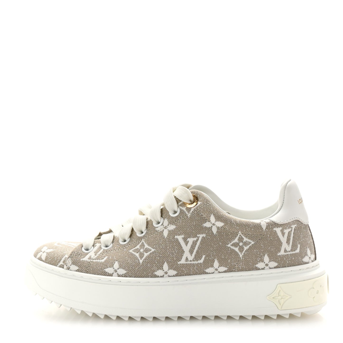 Denim Monogram Time Out Sneakers 36 Beige