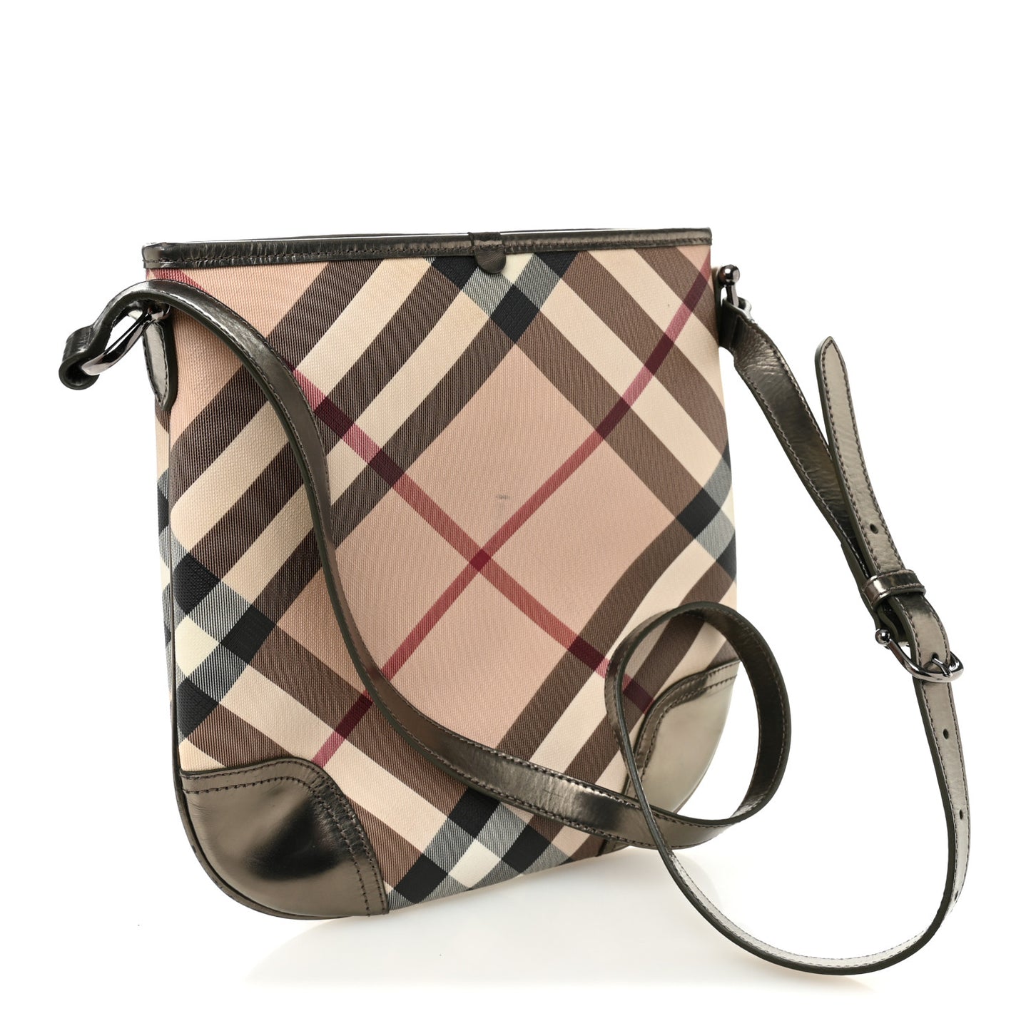 Patent Nova Check Dryden Crossbody Bag Pewter