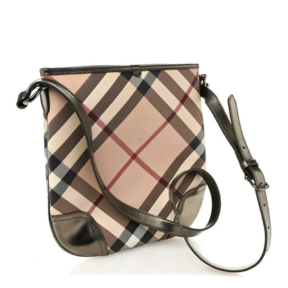 Burberry Patent Nova Check Dryden Crossbody Bag Pewter 3 of 11