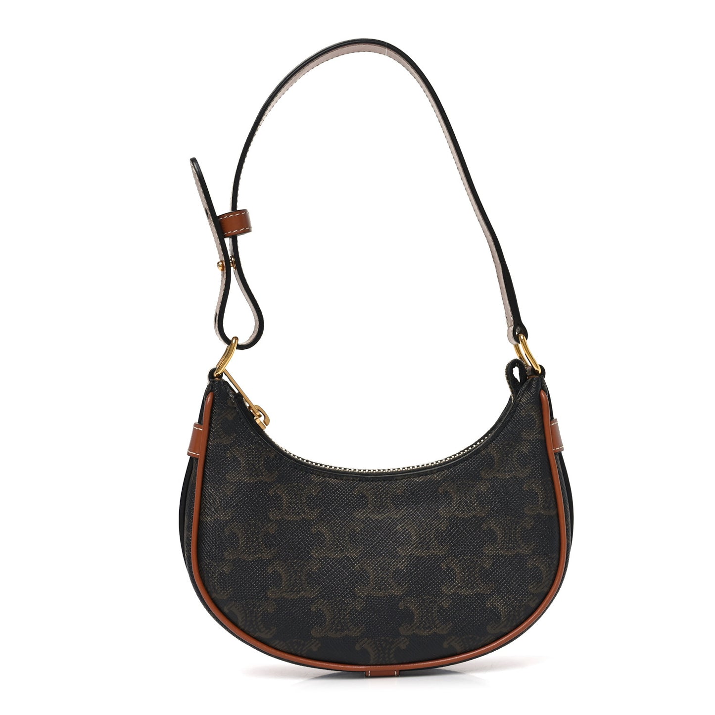 Canvas Calfskin Mini Ava Triomphe Shoulder Bag Tan