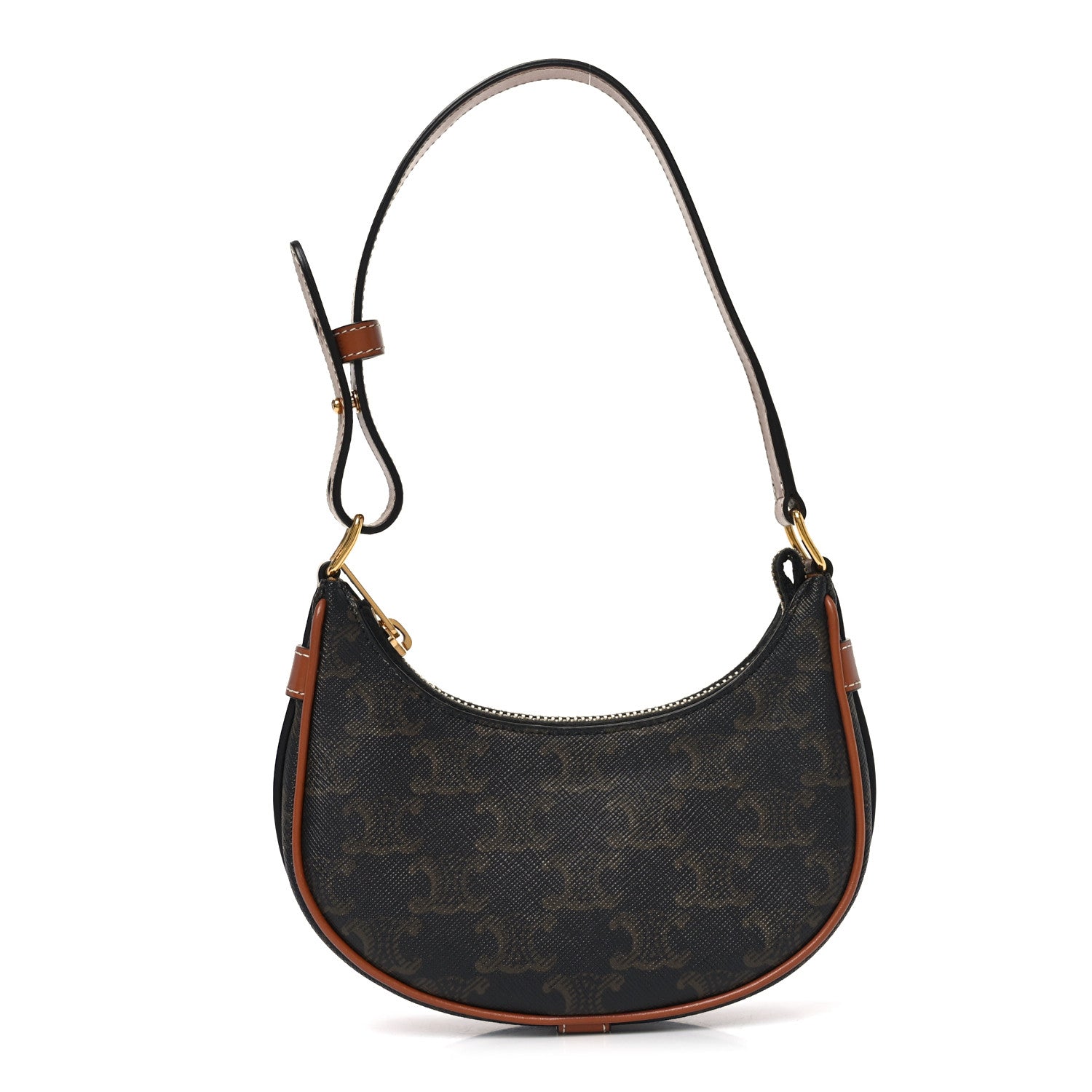 Celine Canvas Calfskin Mini Ava Triomphe Shoulder Bag Tan 1 of 17
