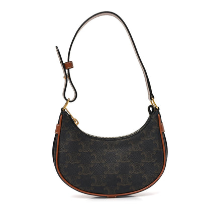 Celine Canvas Calfskin Mini Ava Triomphe Shoulder Bag Tan 1 of 17