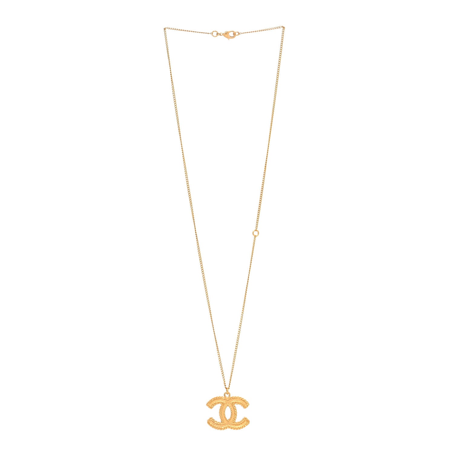 Chanel Metal CC Necklace Matte Gold 3 of 5